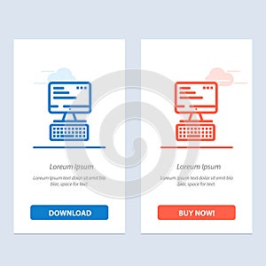 Computer, Keyboard, Monitor, Computing  Blue and Red Download and Buy Now web Widget Card Template