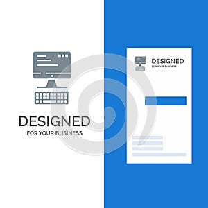 Computer, Keyboard, Monitor, Computing Grey Logo Design and Business Card Template