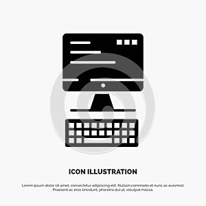 Computer, Keyboard, Monitor, Computing Solid Black Glyph Icon
