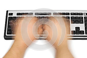 Computer keyboard and motion blur hands