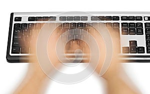 Computer keyboard and motion blur hands