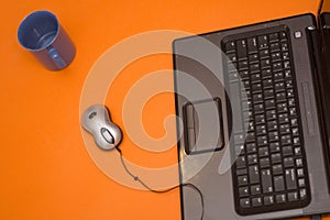 Computer Keyboard, Mouse and Cup