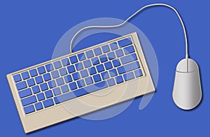 A computer keyboard and a mouse