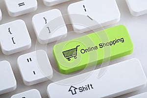 Computer keyboard with online shopping button
