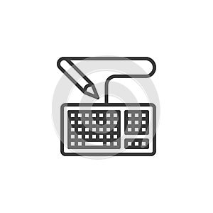 Computer keyboard and pen line icon