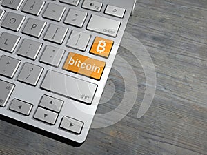 Computer keyboard, the search button. search engine, Bitcoin, cryptocurrency,