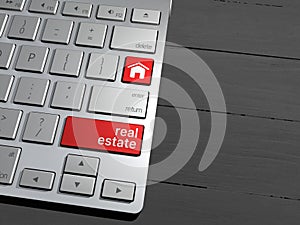 Computer keyboard, the search button. Search Engine, Real estate