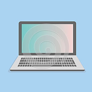 Computer with keyboard tab and pastel screen vector.