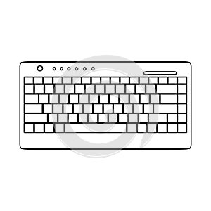 Computer keyboard technology vector illustration equipment outline with key and button line. Office computer keyboard device tool