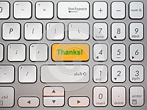 Computer Keyboard with a thanks text