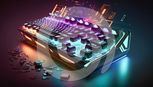 Computer keyboard tuned for video games. Created with generative AI technology.