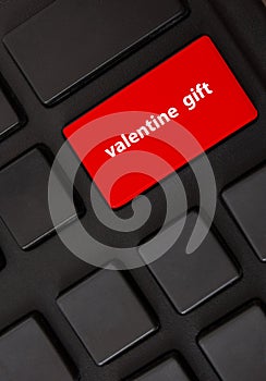 Computer keyboard with valentine dating button, closeup