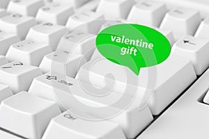 Computer keyboard with valentine dating button, closeup