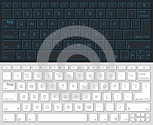 Computer Keyboard Vector Isolated. Gray and White Version