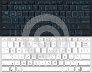 Computer Keyboard Vector Isolated. Gray and White Version