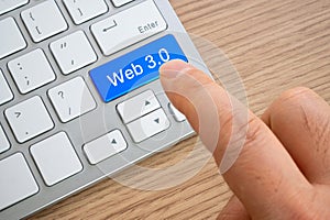 Computer keyboard with Web 3.0 buttons. Technology and WEB 3.0 concept
