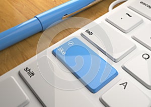 Keyboard On Wood Table 3d Render