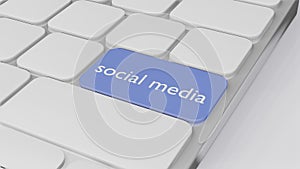 Computer keyboard with word Social media , Business finance concept 3D randering