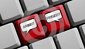 Computer keyboard: Work and Leisure Time german - 3D illustration