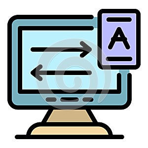 Computer language translator icon color outline vector