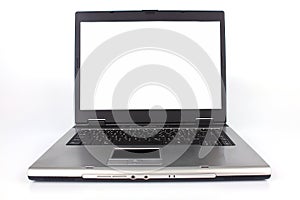 Computer laptop blank screen on white background