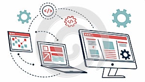 Computer and laptop coding, software development, programming, tech, Vector Design, Generative AI