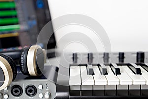 Computer laptop music studio work station