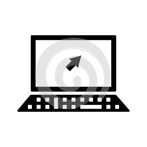 Computer, laptop pc icon. Black vector graphics
