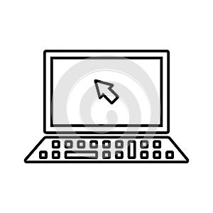 Computer, laptop pc line icon. Outline vector