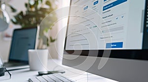 The computer and laptop screen..AI generated image