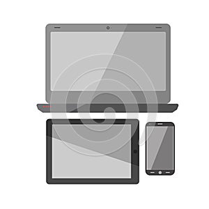 Computer laptop, smartphone and pad vector icons