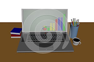 computer laptop and stockchart