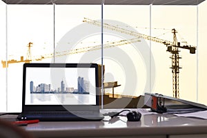 Computer laptop on table at office