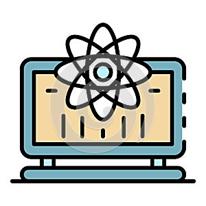 Computer learning icon color outline vector
