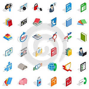 Computer learning icons set, isometric style