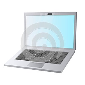 Computer light gray laptop cartoon illustration