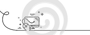 Computer line icon. PC mouse component sign. Monitor symbol. Continuous line with curl. Vector