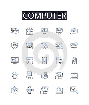 Computer line icons collection. Transformation, Adaptation, Resilience, Flexibility, Reorganization, Innovation photo