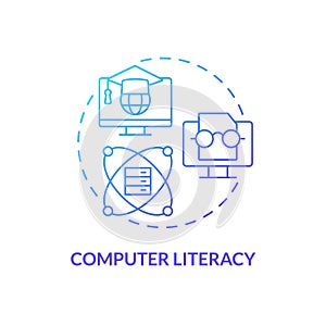 Computer literacy blue gradient concept icon