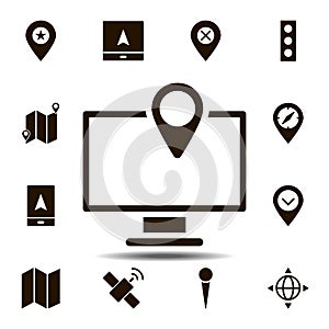 computer, location icon. Simple glyph, flat vector element of Location icons set for UI and UX, website or mobile application
