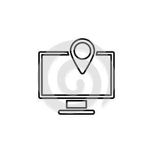 Computer, location icon. Simple thin line, outline vector of location icons for ui and ux, website or mobile application