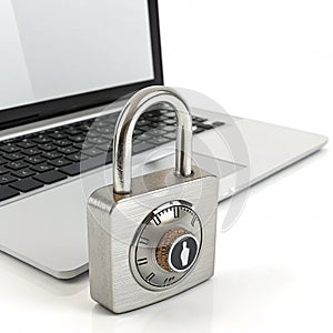 Computer lock 3D icon illustration isolated on white