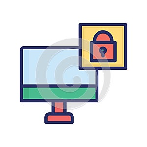 Computer lock Isolated Vector icon which can easily modify or edit