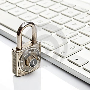 Computer Lock isolated on white background photo