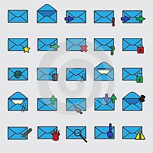 Computer mail simple blue icons eps10