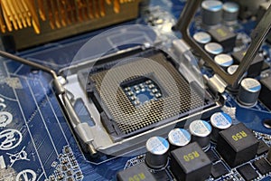 Computer mainboard cpu socket and pci sokket