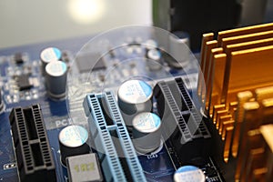 Computer mainboard cpu socket and pci sokket