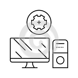 computer maintenance repair line icon vector illustration