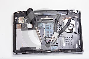 Computer maintenance with tools and copy space