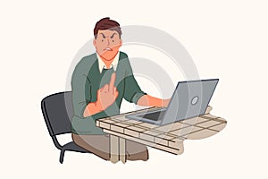 Computer malfunction, work problem, irritability, anger concept photo